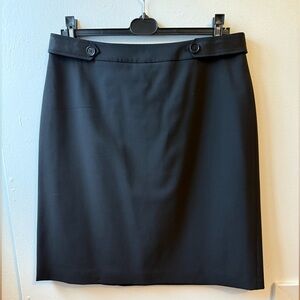 Brooks Brothers Black Pencil Skirt with Buttoned Waistband